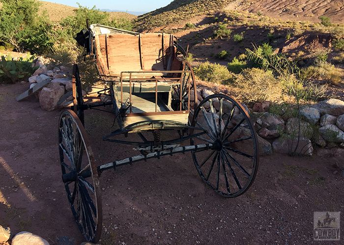 A 'retired' wagon parked in the desert