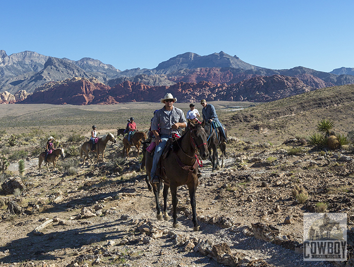 A photo of riders during the Canyon Rim Ride while Horseback Riding in Las Vegas at Cowboy Trail Rides in Red Rock Canyon