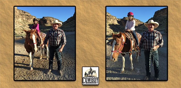 Two young sisters about to go Horseback Riding in Las Vegas at Cowboy Trail Rides in Red Rock Canyon
