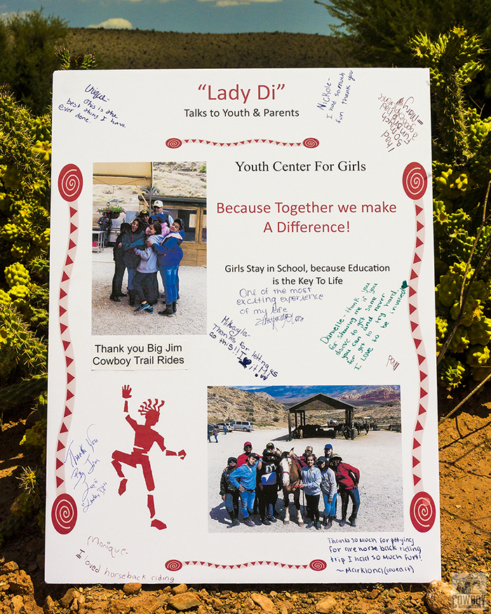 Picture of thank you card from an appreciative community group to Cowbly Trail Rides in Red Rock Canyon