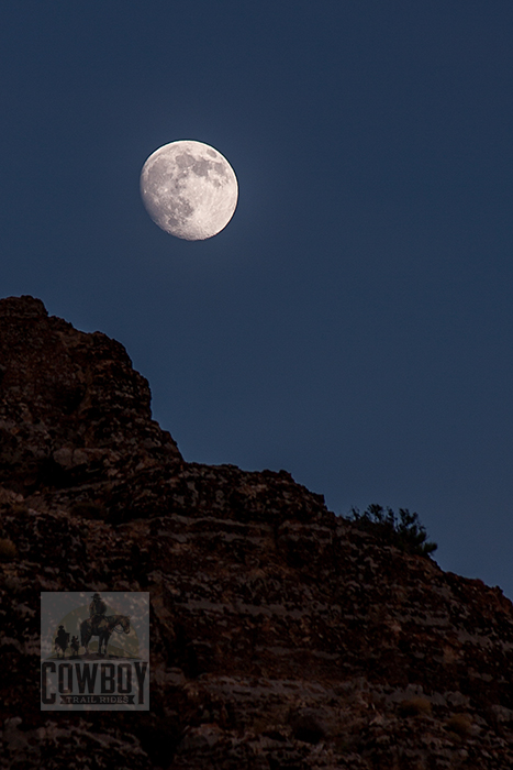 Cowboy Trail Rides - Full moon over limestone hill