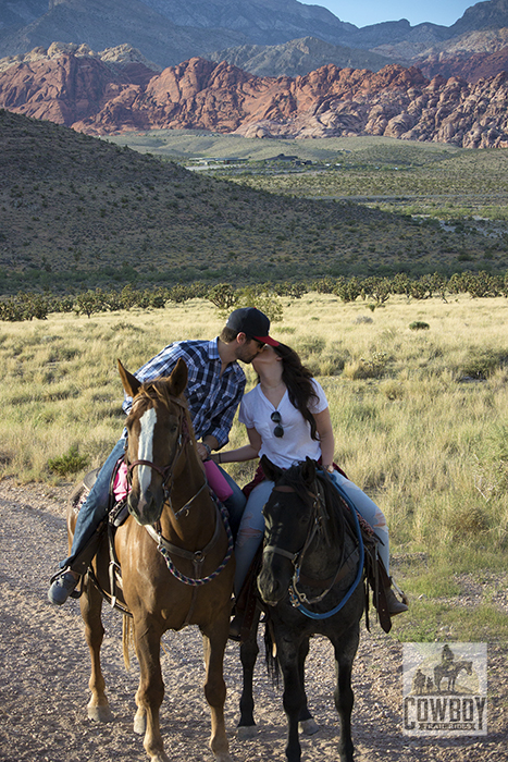 Cowboy Trail Rides - David and Natalie steal a kiss on the Sunset BBQ Ride