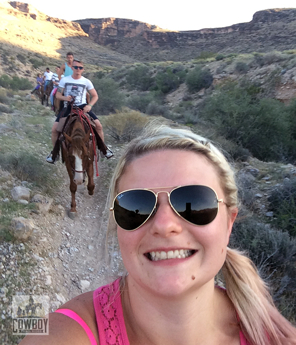 Cowboy Trail Rides - Selfie taken by Steph Robertson on the Sunset BBQ ride at Cowboy Trail Rides